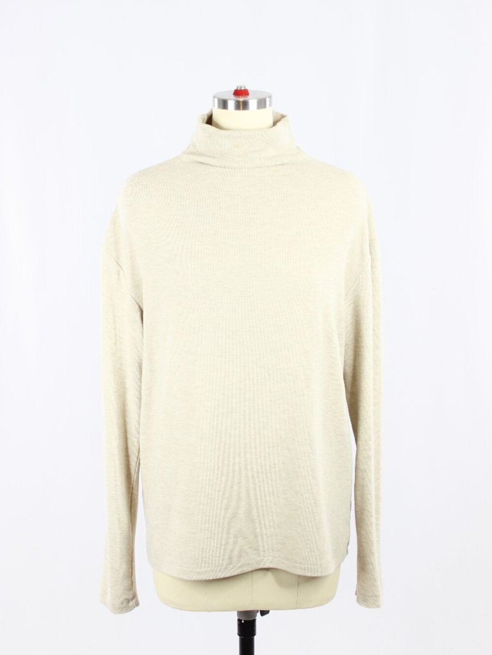 Aritzia WILFRED FREE Lounge Beige Soft Jersey Relaxed Mock Neck Top, Size XS